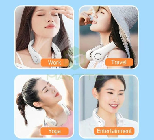 Portable Bladeless Neck Fan – Foldable, Hands-free Cooling For Travel & Sports